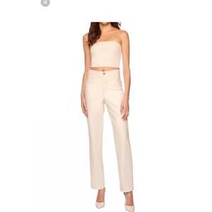 NWT Susana Monaco faux vegan leather blanched almond pants M
